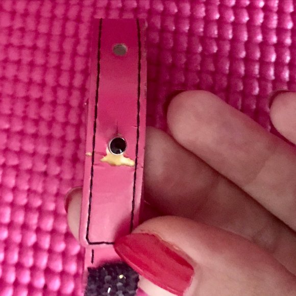 Swarovski Magenta Leather Bracelet +Black Crystals - Picture 3 of 4